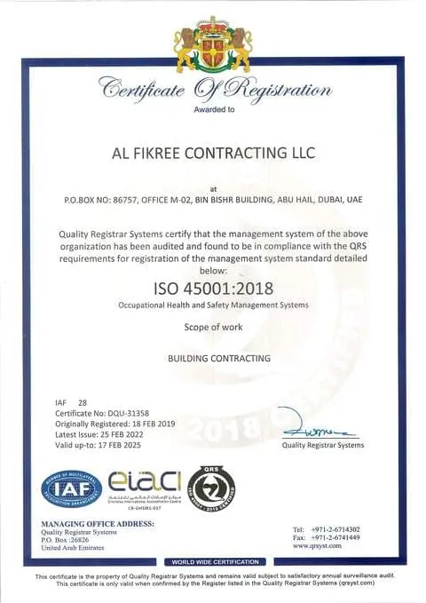 ISO Certificate 45001 : 2018